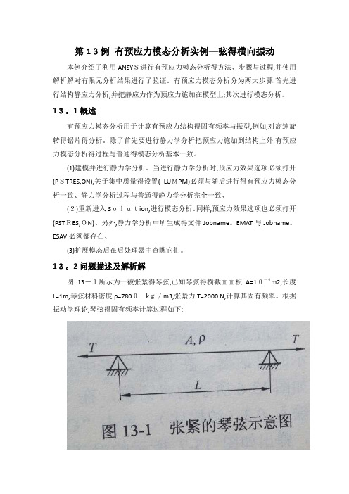 Ansys 第13例弦的横向振动转子的固有频率分析