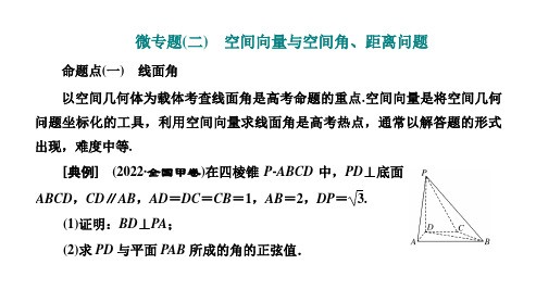 2025年高考数学一轮复习-第三板块-立体几何-微专题(二)空间向量与空间角、距离问题【课件】