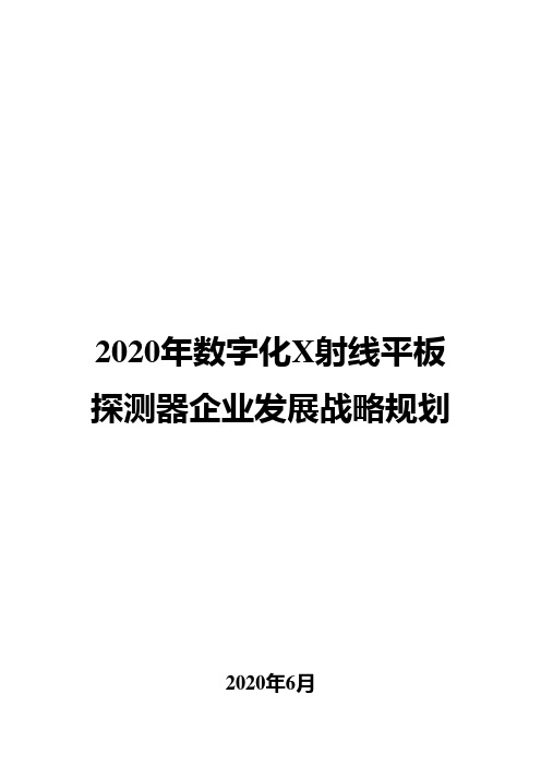 2020年数字化X射线平板探测器企业发展战略规划