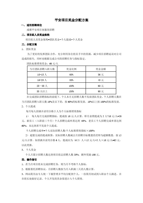 平安项目奖金分配方案