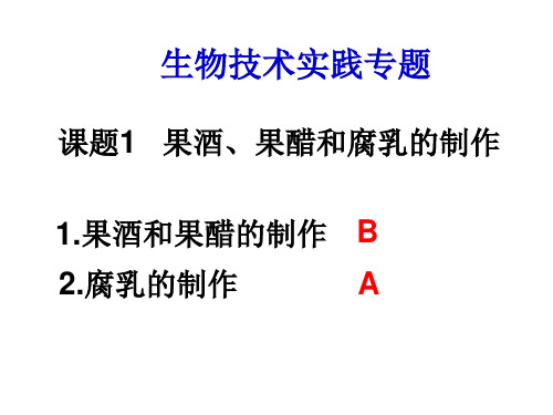 选修1专题复习 果酒、果醋的制作