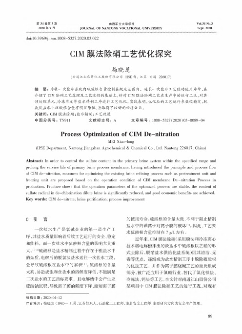 CIM膜法除硝工艺优化探究