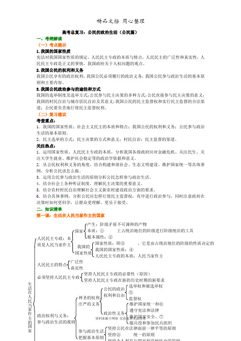 人教版高中政治高考总复习知识讲解公民篇——公民的政治生活