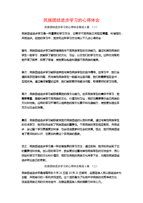 民族团结进步学习的心得体会6篇