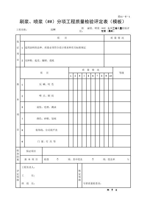 刷浆、喷浆(##)分项工程质量检验评定表(模板)