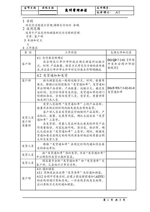 交付管理办法