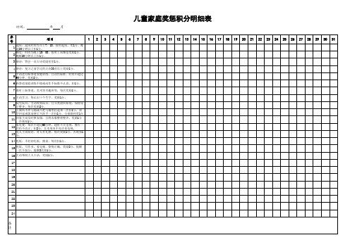 儿童家庭奖惩积分明细表