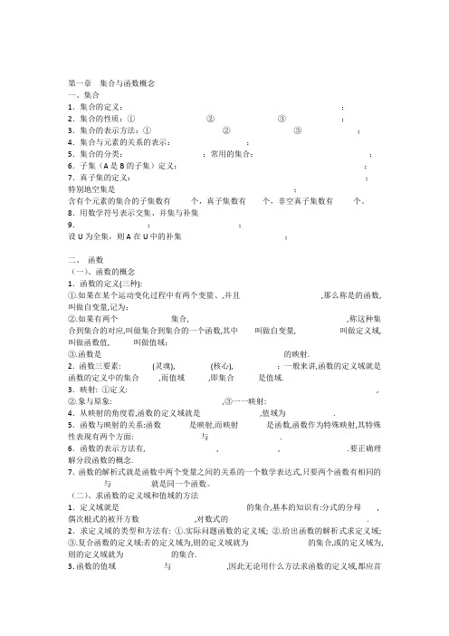 普通高中新课程标准数学(必修1)基础知识点