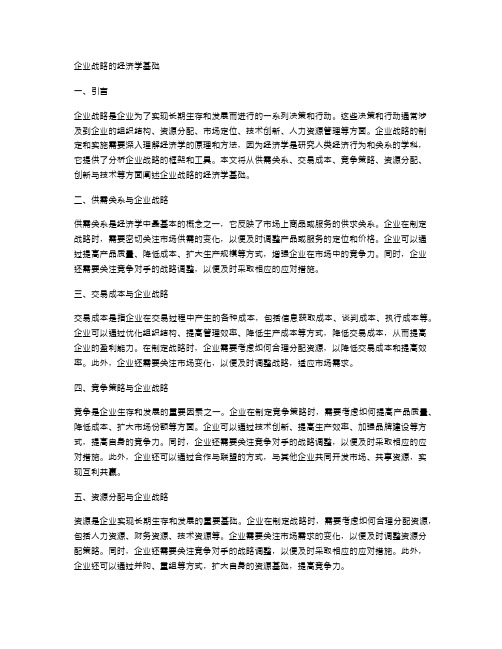 企业战略的经济学基础