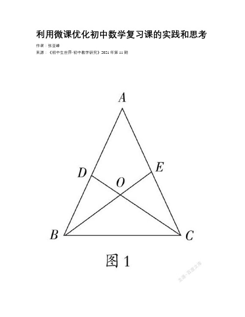 利用微课优化初中数学复习课的实践和思考