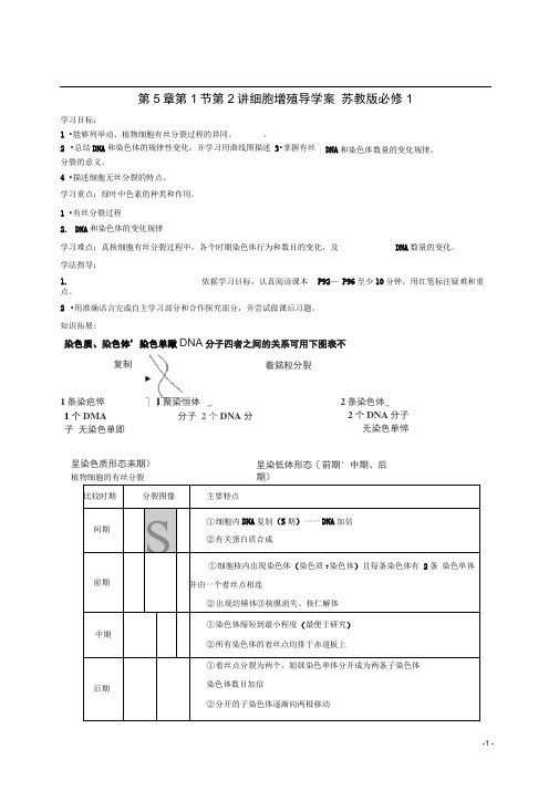 第5章第1节第2讲细胞增殖导学案苏教版必修1