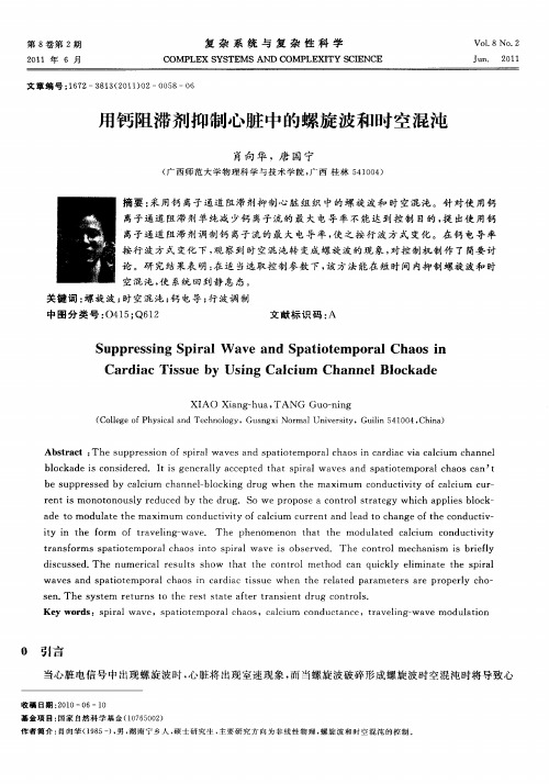 用钙阻滞剂抑制心脏中的螺旋波和时空混沌