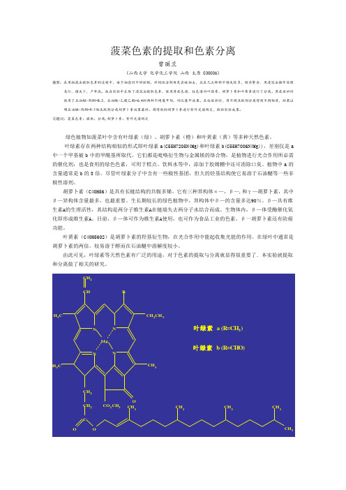 菠菜色素提取实验报告