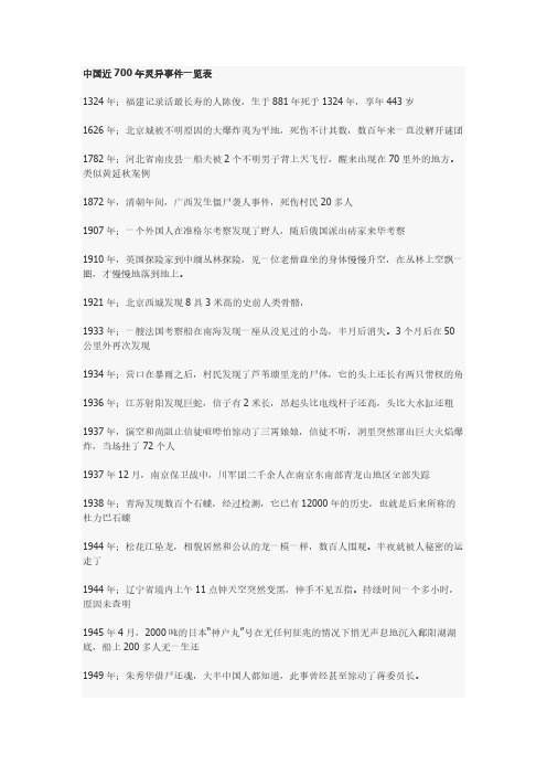 【免费下载】中国近700年灵异事件一览表