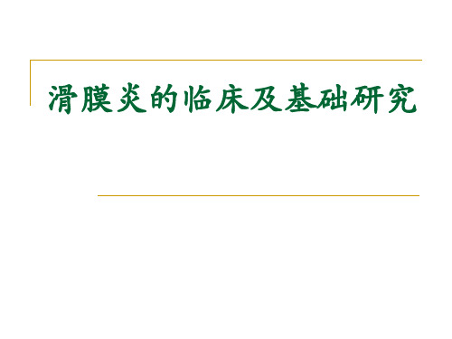 滑膜炎的超声临床及基础研究