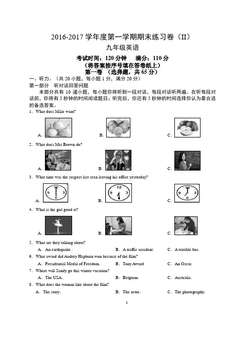 2016-2017学年度期末练习卷2九年级英语