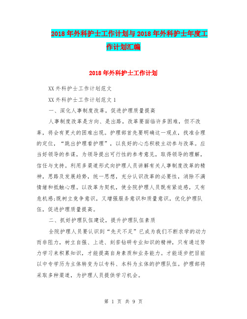 2018年外科护士工作计划与2018年外科护士年度工作计划汇编.doc