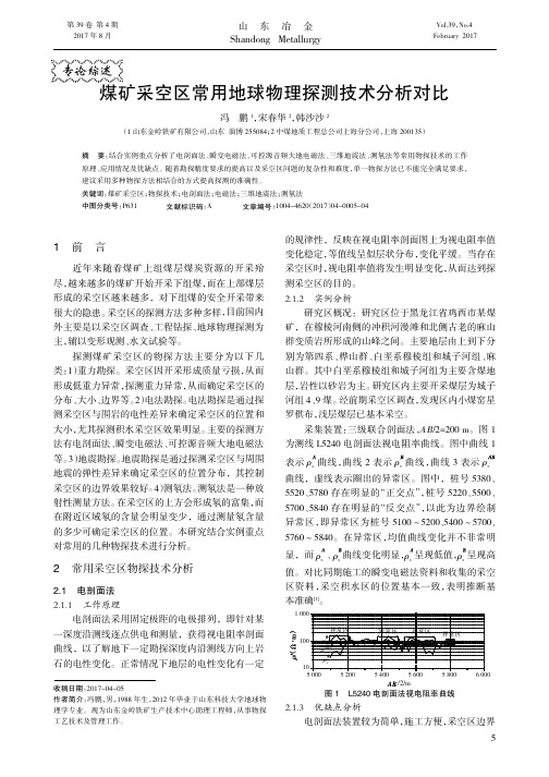 煤矿采空区常用地球物理探测技术分析对比-大冶金