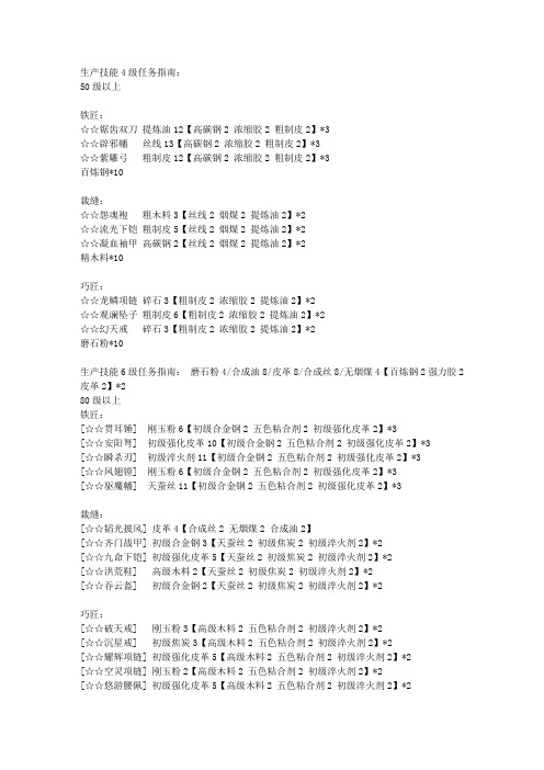 完美国际生活技能所要物品材料