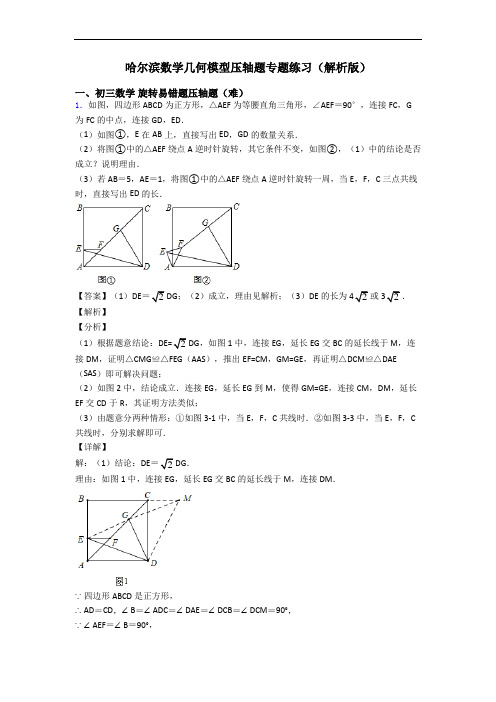 哈尔滨数学几何模型压轴题专题练习(解析版)