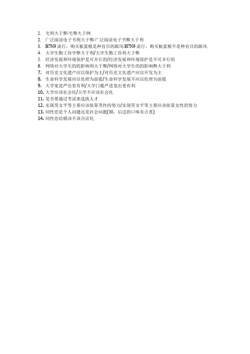 辩论赛辩题