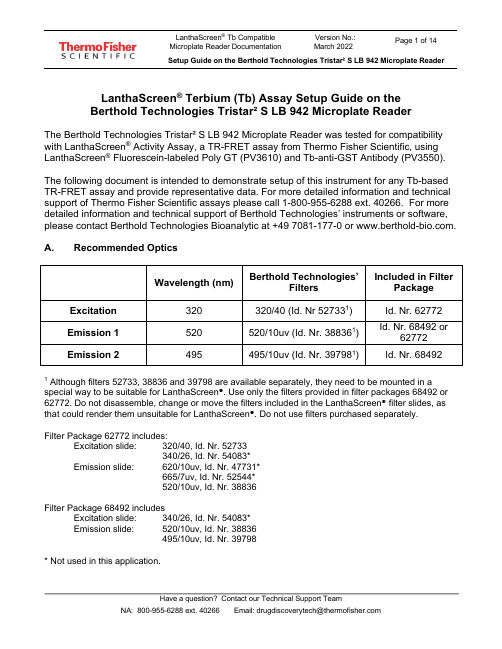 LanthaScreen Terbium (Tb) Assay Setup Guide on the