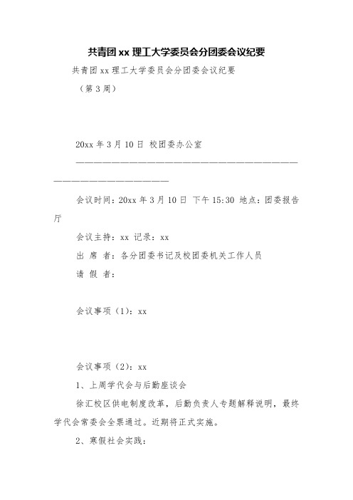 共青团xx理工大学委员会分团委会议纪要【精品范文】_4