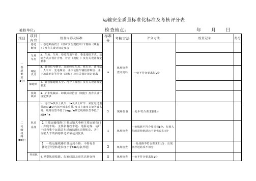 山西省煤矿安全质量标准化运输新标准