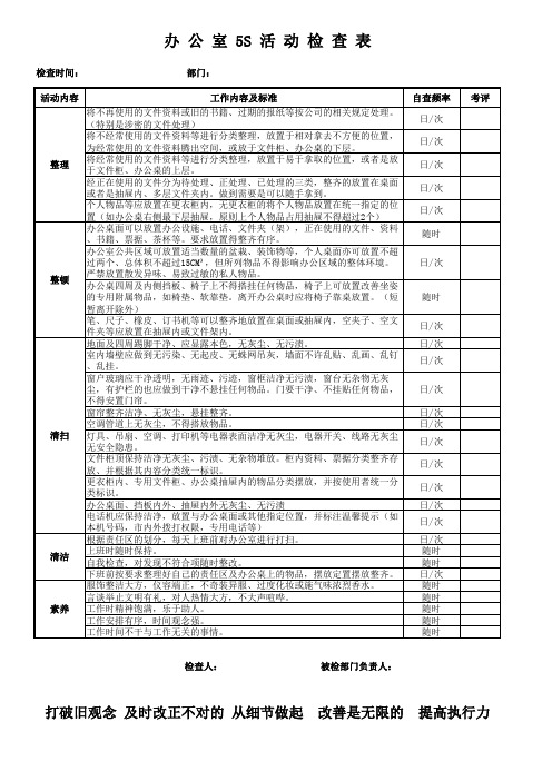 办公室5S检查表