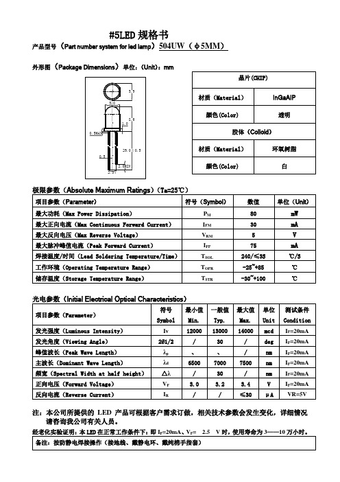 LED 5mm白 规格书