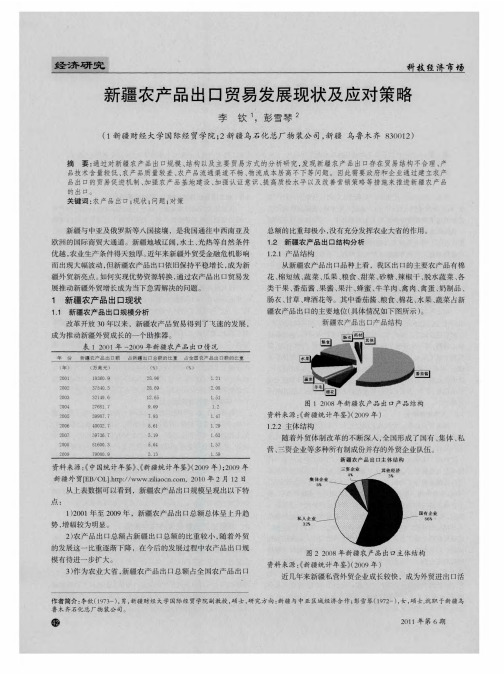 新疆农产品出口贸易发展现状及应对策略