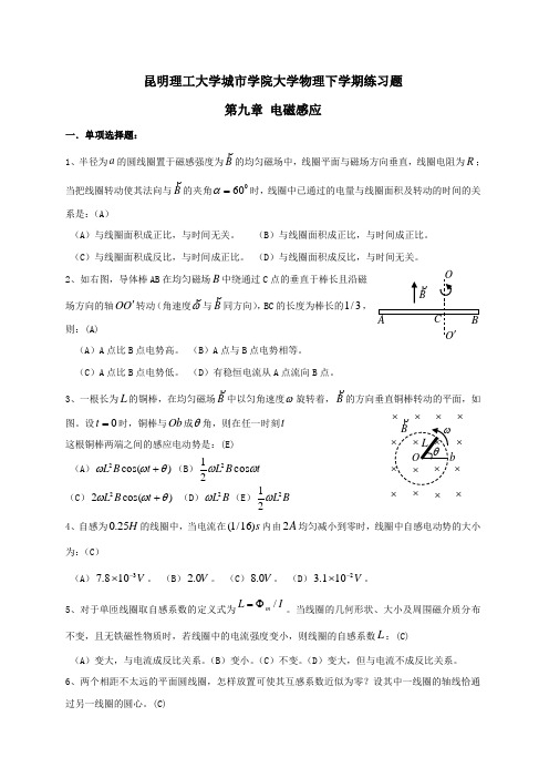 昆明理工大学城市学院大学物理下学期练习题