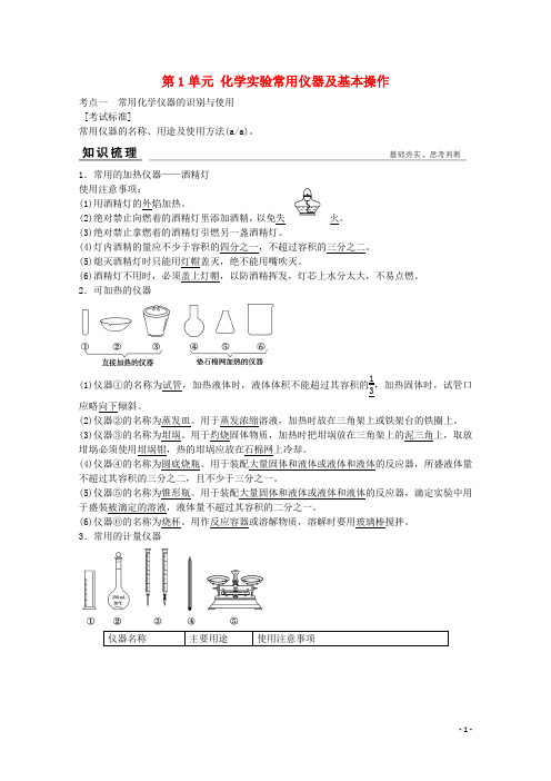 浙江省版高考化学总复习专题11化学实验基础(选考部分,b版)苏教版