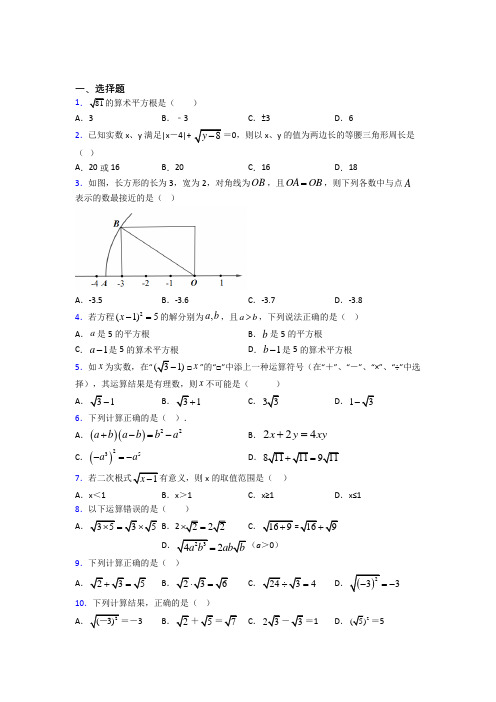 (典型题)初中数学八年级数学上册第二单元《实数》检测题(包含答案解析)(1)