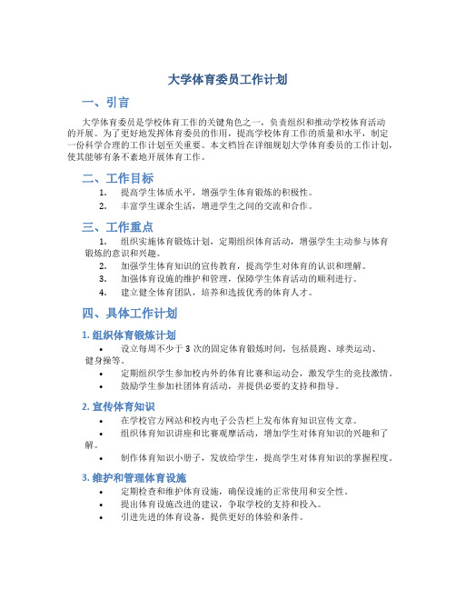 大学体育委员工作计划