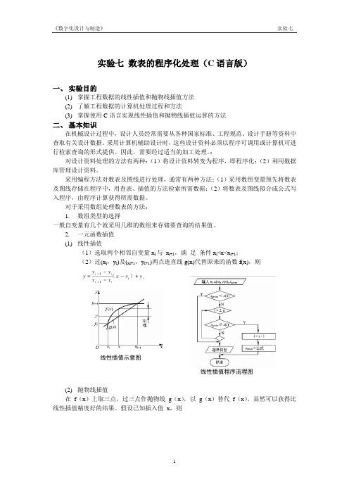 数表的程序化处理