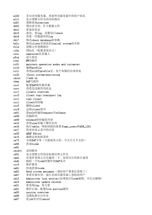 Basis常用事务代码