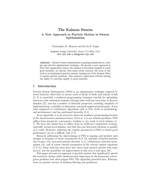 The Kalman Swarm - A New Approach to Particle Motion