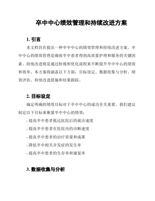 卒中中心绩效管理和持续改进方案