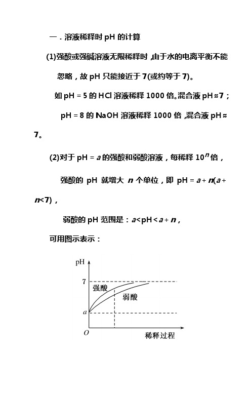 溶液稀释时pH的计算