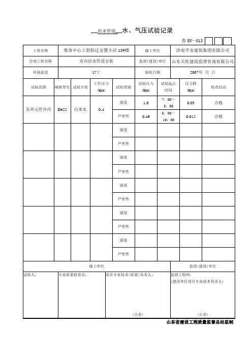 (完整版)埋地管道水压试验