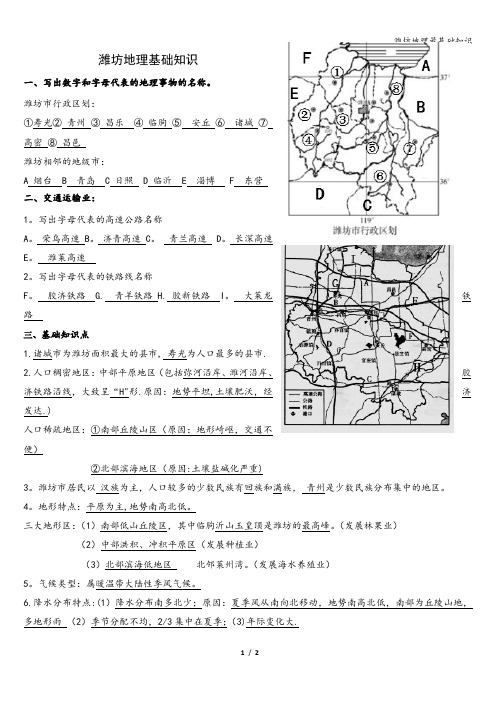 潍坊地理最基础知识