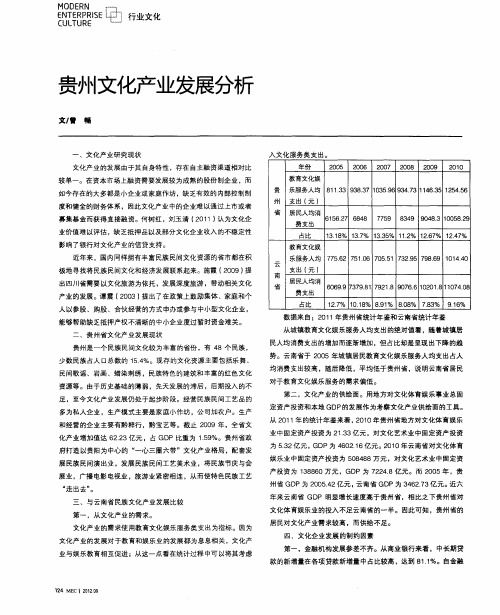 贵州文化产业发展分析