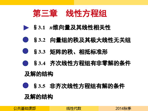 3.1 n维向量及其线性相关性