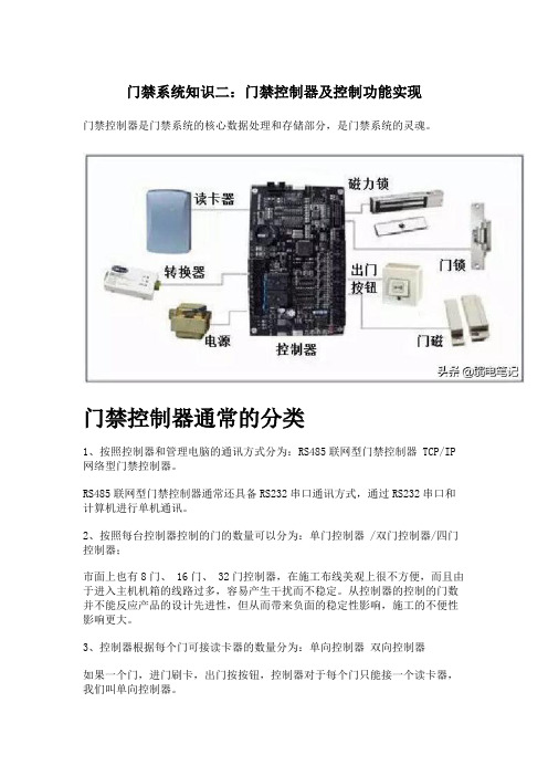 门禁系统知识二：门禁控制器及控制功能实现