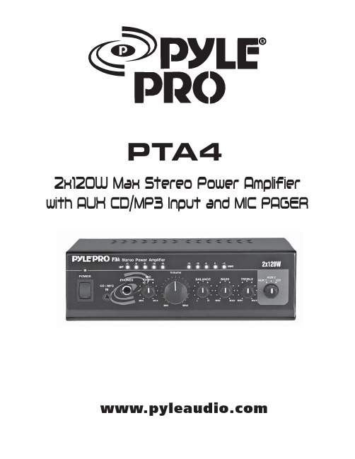 Pyle Pro PTA4 2x120W 立体声放大器用户手册说明书