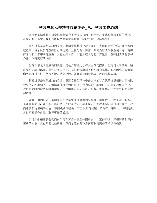 学习奥运女排精神总结体会_电厂学习工作总结