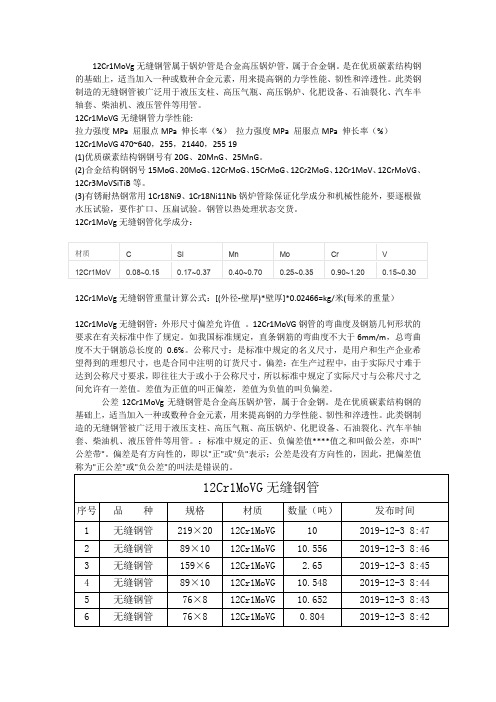 12Cr1MoVG无缝钢管,12Cr1MoVG无缝钢管化学成分,12Cr1MoVG无缝钢管规格表-2