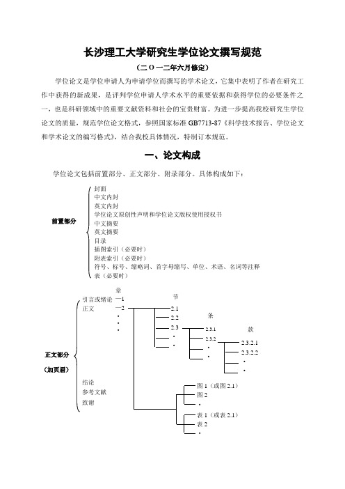 长沙理工大学研究生学位论文撰写规范