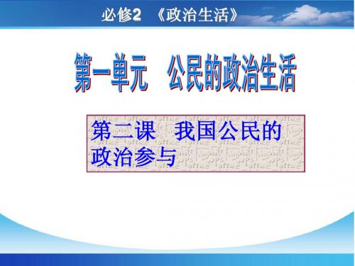 第二课 我国公民的政治参与  2014一轮复习